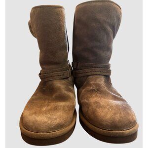 UGG Womens 8 Suede Shearling-Lined Mid-Calf Boots Brown